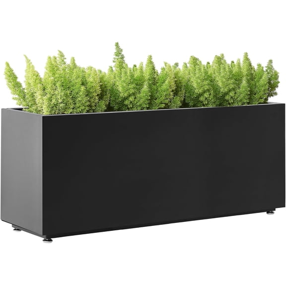 Outdoor Metal Planter Box 40Wx12Dx16H, Long Large Rectangular Trough Planters, Easy 5-Min Assembly, Modern Plant Container with Drainage Holes, Heavy Duty, Weather Resistant, Black