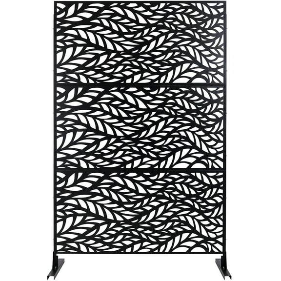 Outdoor Metal Privacy Screen 76" H×48" W, Decorative Privacy Fence and Room/Garden Divider, Freestanding Panel with Stand, Durable Steel for Patio, Garden, Balcony, or Backyard