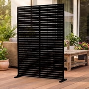 Outdoor Metal Privacy Screen Galvanized Decorative Screen, Black