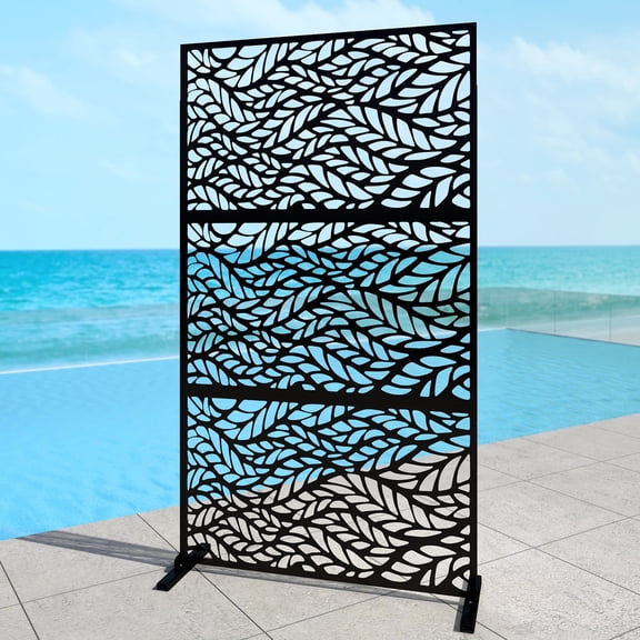 FOOWIN Outdoor Metal Privacy Screen Galvanized Decorative Screen, Black