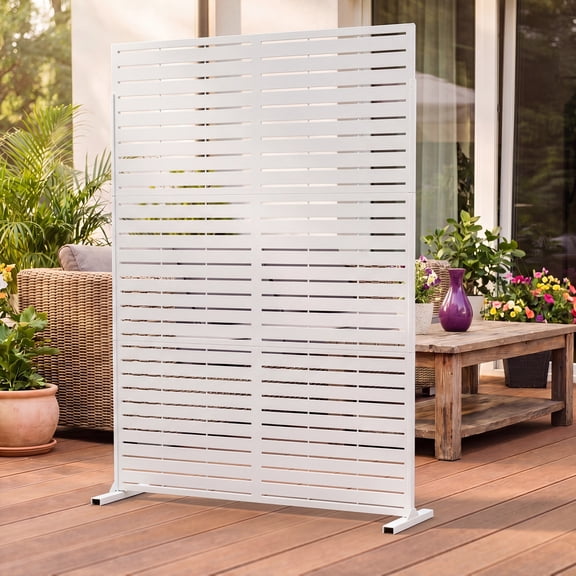 FOOWIN Outdoor Metal Privacy Screen Galvanized Decorative Screen, White