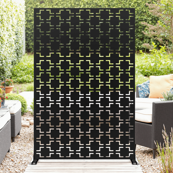 Outdoor Metal Privacy Screens, 72" H x 47" W Freestanding Metal Privacy Screen and 3-Panels, 0.39" Gap, Enhanced Privacy for Decorative Garden,Patio, Pool, Balcony