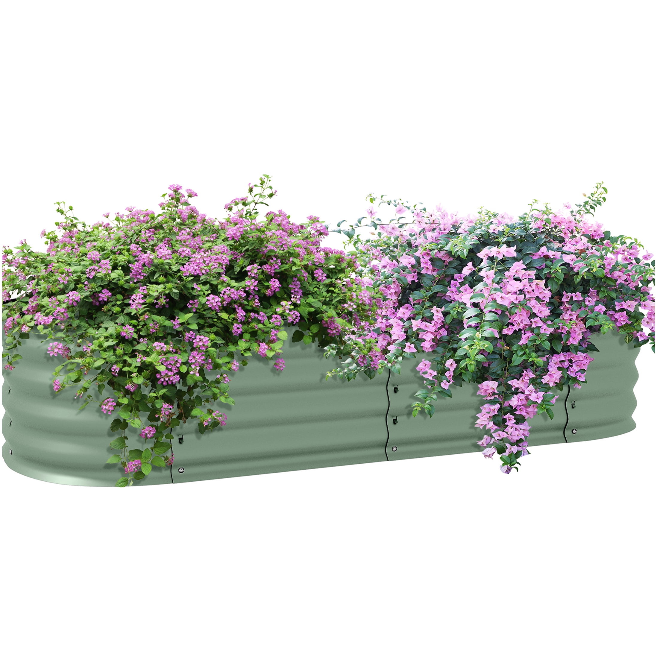 Outdoor Metal Raised Garden Bed, 59" L Green Elevated Planter Box Kit with Safety Edging, for Herbs, Vegetables & Flower Gardening