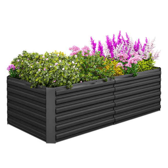 Outdoor Metal Raised Garden Bed,8x4x2ft Planter Box for Vegetables,Flowers,Herbs w/478 Gallon Capacity,Black