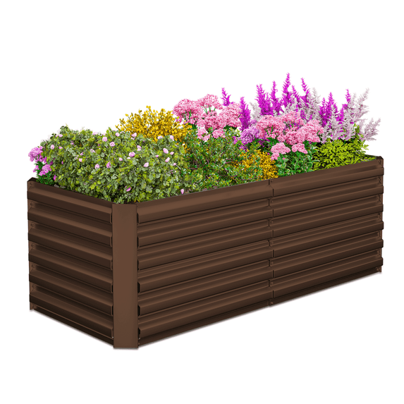 Outdoor Metal Raised Garden Bed,8x4x2ft Planter Box for Vegetables,Flowers,Herbs w/478 Gallon Capacity, Brown