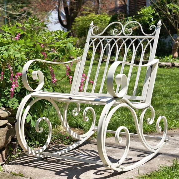 Outdoor Metal Rocking Arm Chair/Bench (Arm Chair, Antique White)