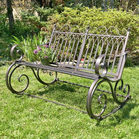 Outdoor Metal Rocking Arm Chair/Bench (Bench, Bronze)