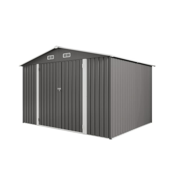 Outdoor Metal Storage Shed 10x8 FT, Lockable Tool Shed for Lawnmowers & Bicycles