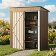 thumbnail image 1 of Outdoor Metal Storage Shed, Asofer Galvanized Steel Tool House with Lockable Doors & Vents Waterproof for Backyard Garden Patio Brown, 1 of 8
