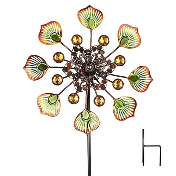 Outdoor Metal Wind Spinners Kinetic Wind Spinners with Stable Stake 90cm Peacock Tail Wind Spinners Metal Wind Mill for Garden Yard Patio Lawn Ornament Windmills