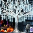 thumbnail image 1 of Outdoor Meteor Shower Lights, 11.8 Inch 8 Tube 192 LEDs Meteor Light, Christmas Snow Falling Rain Lights for Xmas Tree Holiday Wedding Outdoor Party Patio Decoration (White), 1 of 7