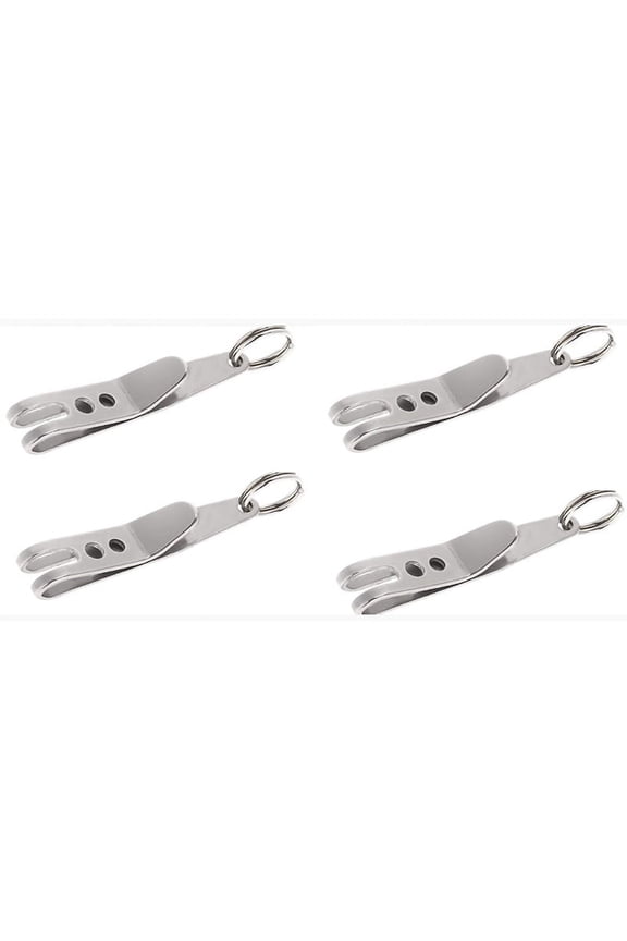 Outdoor Mini Pocket Clip Flashlight Clip Small Mountaineering Hook Stainless Steel Pocket Clip (4 Pack)
