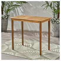 Outdoor Minimalist Wood Rectangle Bar Table - Teak Finish