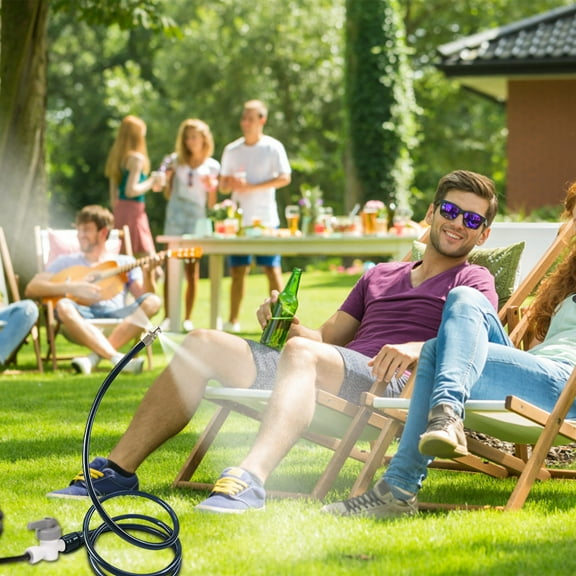Outdoor Misting Cooling System, Portable Misting System, 2M Misting Line with Snake Stand Mist Hose Attachment for Yards, Patios, Pools, Essential for Pets and Family Outdoor Play Porch Misters