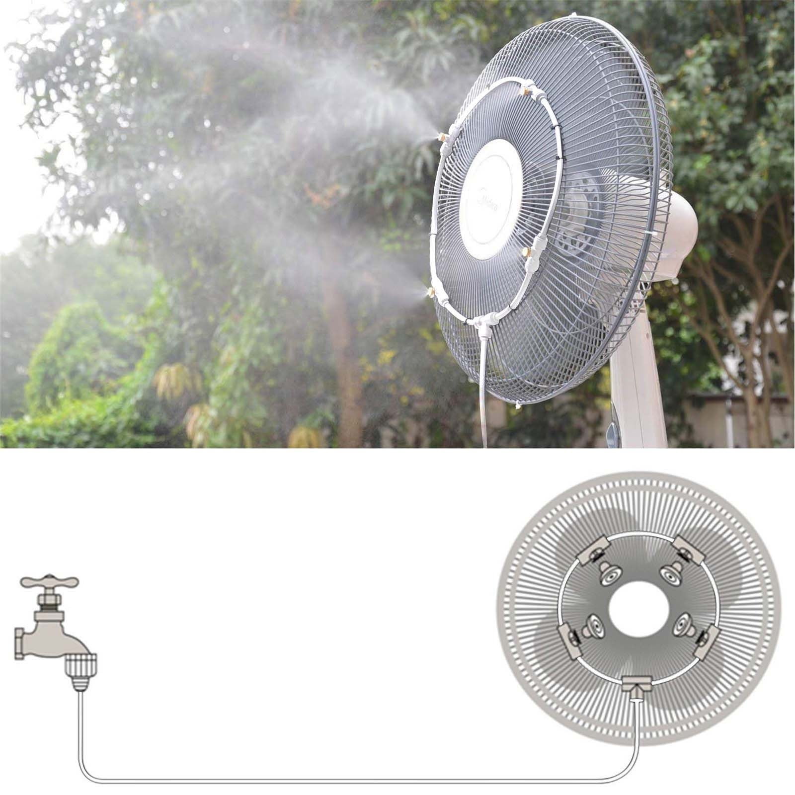 Outdoor Misting Fan Kit, 16in Spray Ring, 118in Tube, Cool Patio Br ...