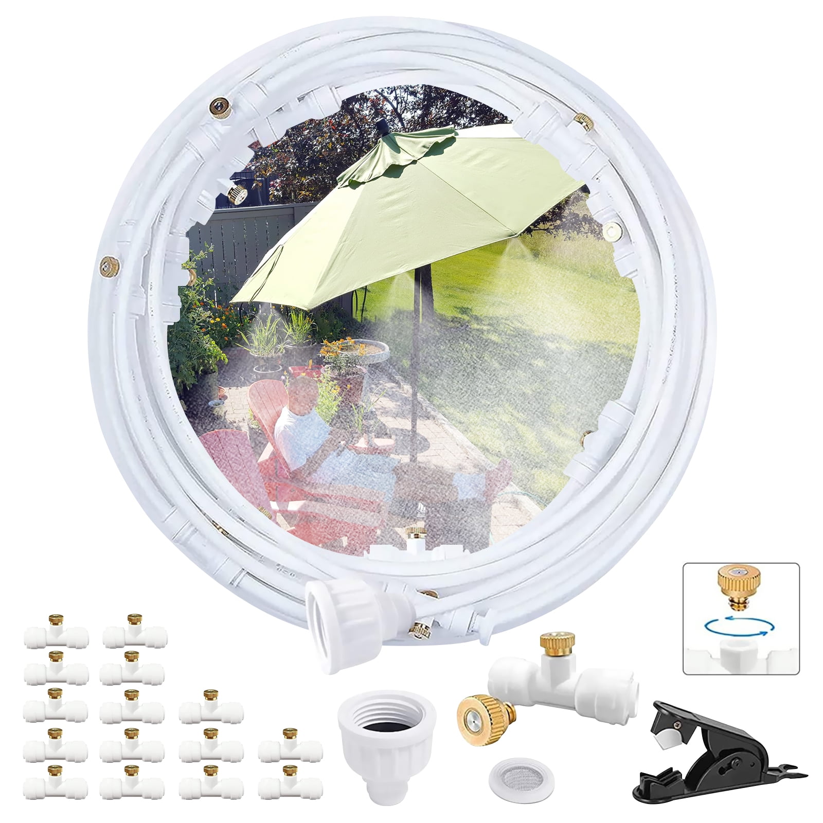 Outdoor Misting System for Patio, 26FT Misting Line, Misters for