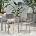 thumbnail image 1 of Outdoor Modern Aluminum Dining Chair with Rope Seat (Set of 2), Silver and Taupe, 1 of 9