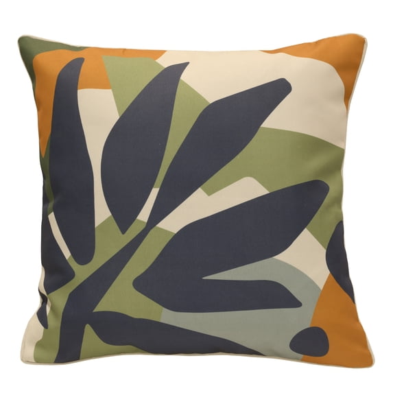 Outdoor Modern Leaf Print Pillow 18 x 18 in Multi