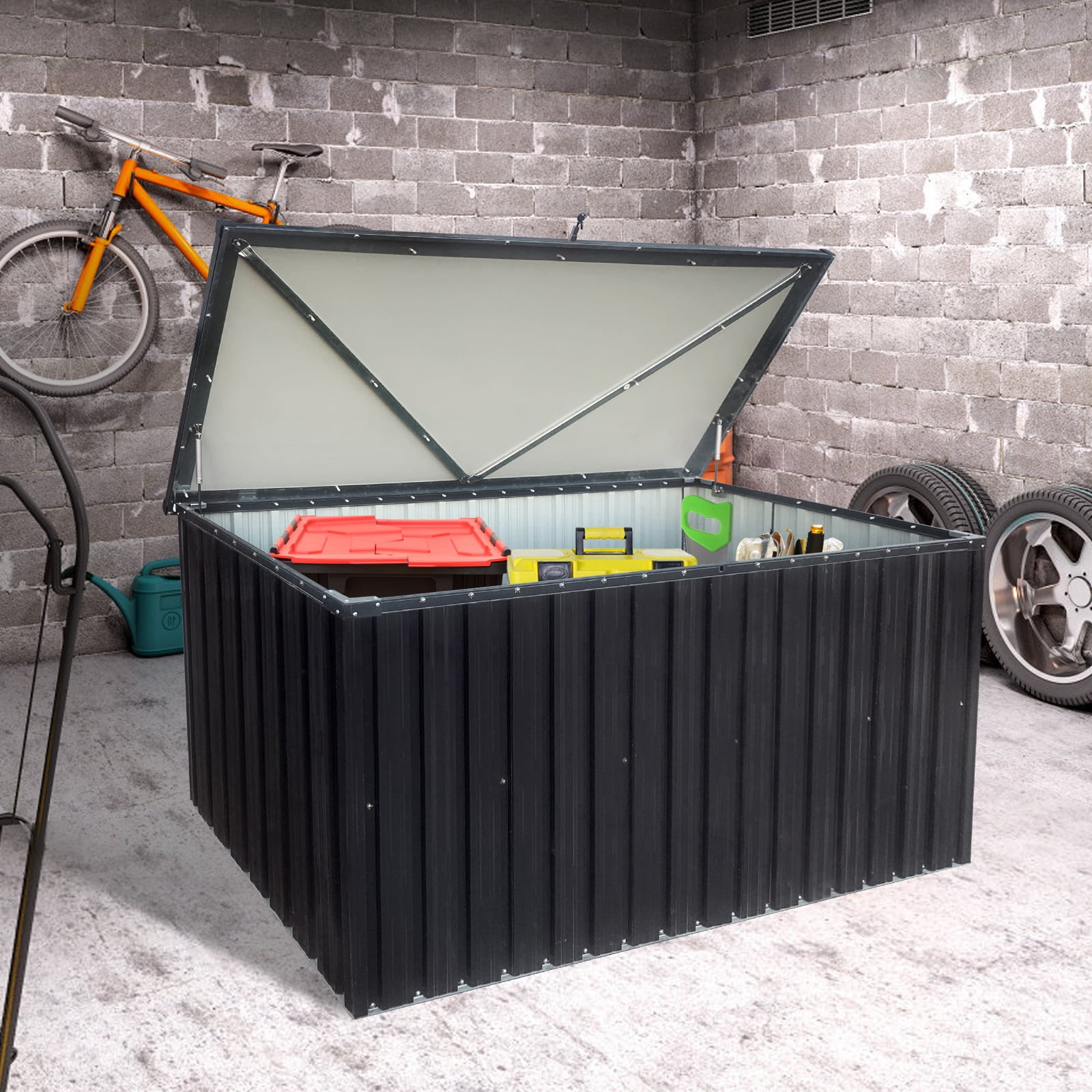 Outdoor Modern Metal Shed, Sturdiness Large Waterproof Galvanized Steel ...