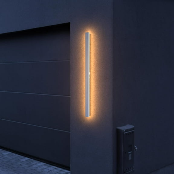 Outdoor Modern Metallic Wall Light LED Wall Sconce Fixture Rectangular - 3000K - IP65 Anti Rust (Silver, 24 Inches)