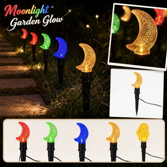 Outdoor Moon Stake String Lights, Outdoor Solar Pathway Lights for Yard, Solar Garden Lights Outdoor Waterproof, Outdoor Decorations for Yard, 3.5M 10 Multi-Color Led Bubble Moon