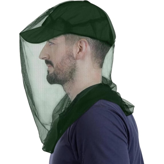 Outdoor Mosquito Head Net Mesh, Extra Fine Protective Face and Neck Cover for Hiking, Fishing and Camping, Lightweight Fly and Gnat Barrier for Adults