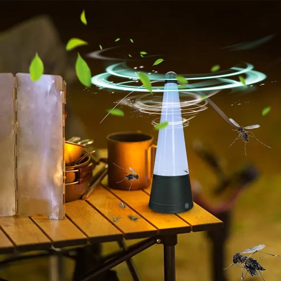 Outdoor Mosquito Repellent Fan, USB Charging Fly Repellent Fan with LED Light for Outdoor Dining & Camping, Silent & Portable Bug Repellent, Multifunctional Fly Fan
