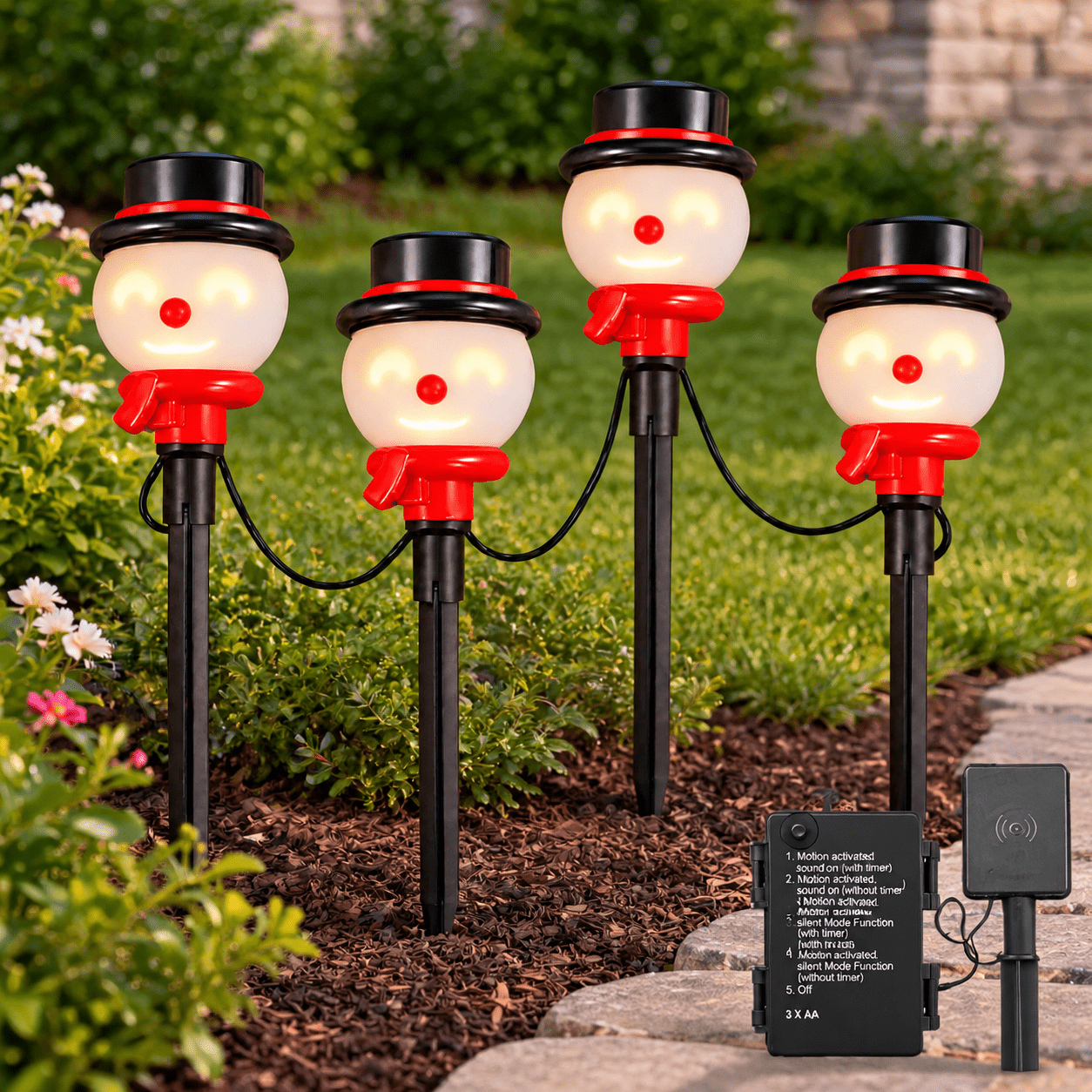 Outdoor Motion-Activated Pathway Lights with Animated Smiley Face for ...