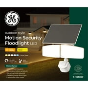 GE Outdoor Security LED Floodlights, Adjustable 2-Head Light with Motion & Dusk to Dawn Sensor, Solar Light, 1800 Lumens