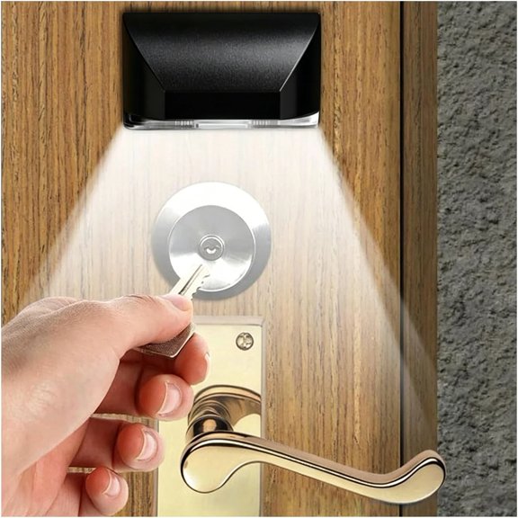 Outdoor Motion Sensor Keyhole LED Light, 4 LED Battery Operated Auto Lamp for Hallway Stairway Door Locks,Black