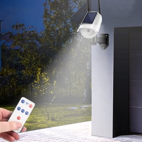 Outdoor Motion Sensor Solar Lights Spotlight With Remote Controller FloodLights Outdoor IP66 Waterproof, Wireless Dummy Decoy Fake Security Camera for Porch Garden Patio Driveway