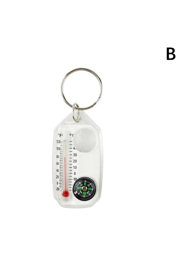 Outdoor Mountaineering Buckle Compass Pointer Mini Keychain Thermometer Compass Key Hook Camping Tools Compass Carabiners