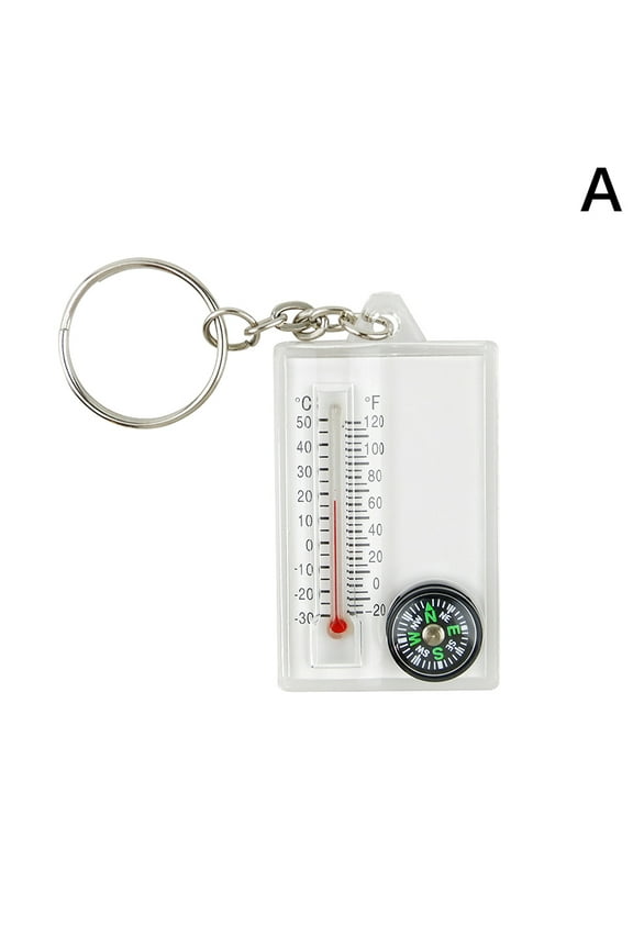 Outdoor Mountaineering Buckle Compass Pointer Mini Keychain Thermometer Compass Key Hook Camping Tools Compass Carabiners