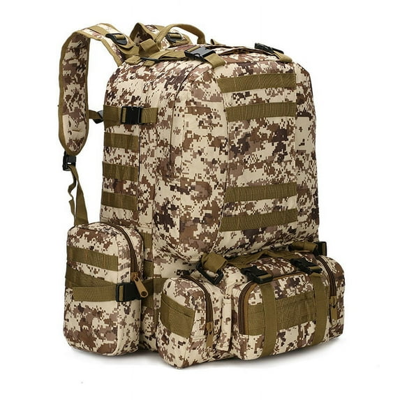 Outdoor Mountaineering Travel Bag 50L Camouflage Backpack,Desert digital