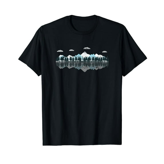 Outdoor Mountains Landscape Forest Trees Reflection Nature Black T-Shirt Gift