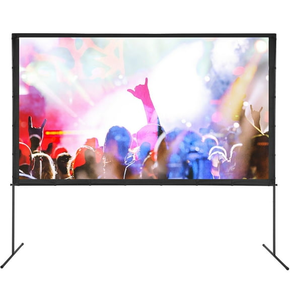 Outdoor Movie Screen with Stand 120 Inch, 16:9 HD 4K Wrinkle-Free Projection Screen for Home Theater, Includes Carry Bag and Sturdy Bar Feet, Ideal for Backyard Cinema and Movie Nights