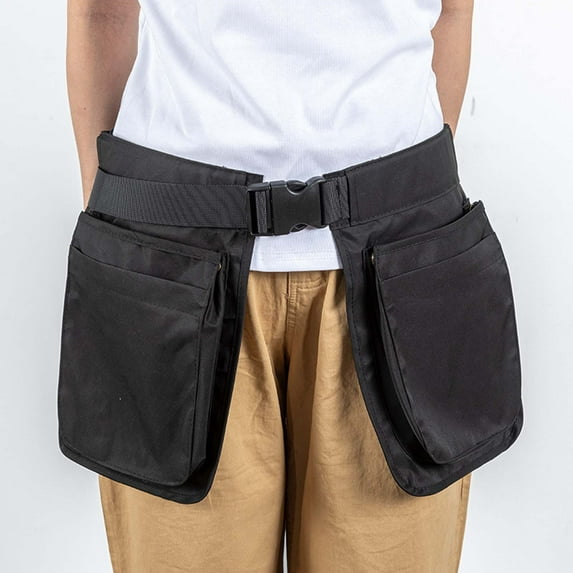 Outdoor Multi-Pocket Waist Apron Adjustable Belt for Cooking Gardening DIY Water- Storage Bag with Zipper Pockets 1-Pack