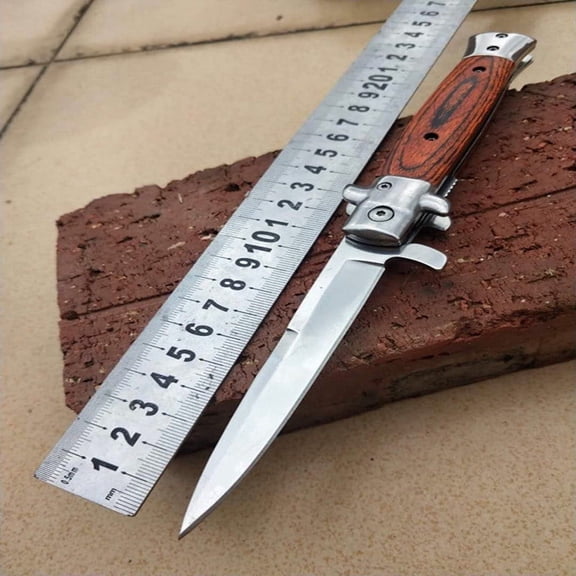 Outdoor Multi-Purpose Stainless Steel Folding Knife with Rosewood Handle, High-Hardness Blade for Everyday Carry and Camping Use, General Purpose Utility Tool for Daily Tasks