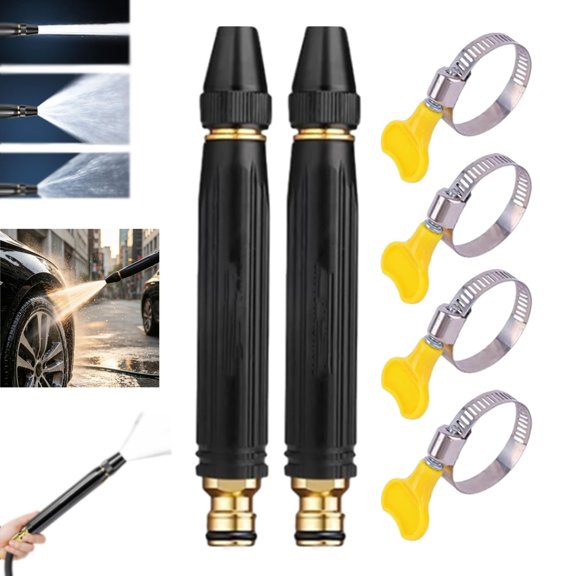 Outdoor Multi-Use Sprayer, Booster-Equipped High-Pressure Nozzle for Car Washing and Plant Watering, Ideal for Active Families, Essential Cleaning Equipment(Pagoda Interface*2,4 Clamps)