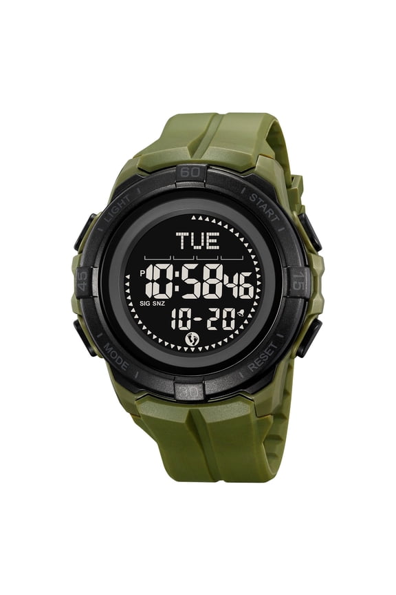 Outdoor Multifunction Watch, Electronic Compass Barometer Pedometer, Waterproof 50M Digital Sport Watch for Hiking Camping, Silicone Strap Alarm Chronograph
