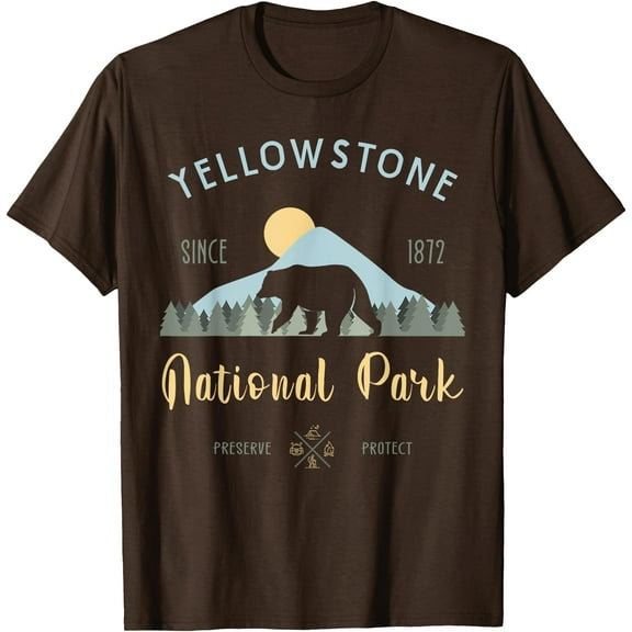 Outdoor National Park Yellowstone Unisex T-Shirt for Men Women Kids Toddler,Dark Chocolate Color,Size YS