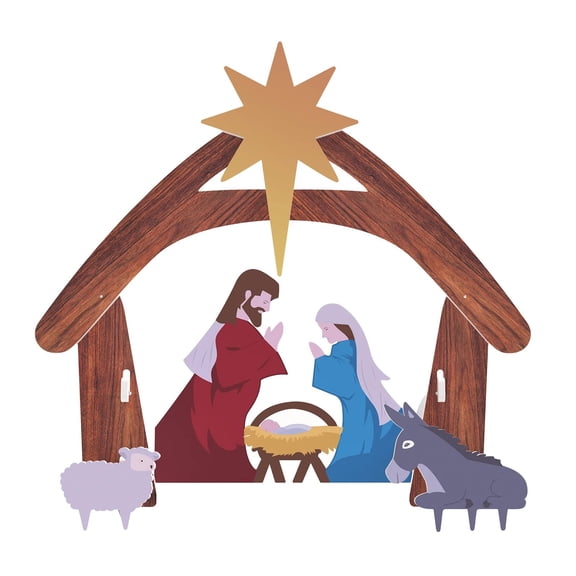 Outdoor Nativity Scene Display with Holy Family for Front Yard