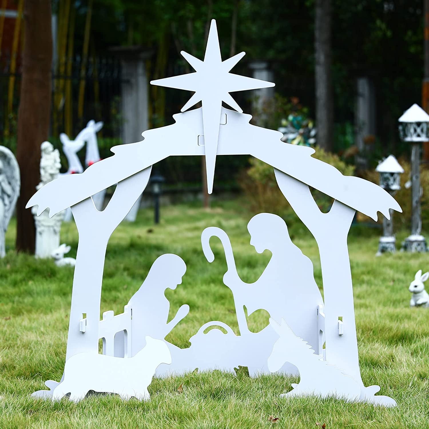 Outdoor Nativity Scene, Weatherproof Nativity Sets for Christmas Outdoor Decor, Lighted