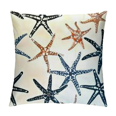 Outdoor Nautical Pillow Covers, One Seahorse and One Starfish Cover, Decorative Throw Pillow, Decorative Pillow, Accent Pillow, Navy Pillow,