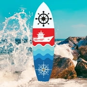 Outdoor Nautical Ship and Compass Surfboard Wall Decor, PVC, Surfboard Sign, Indoor and Outdoor, 5 Foot