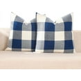 thumbnail image 1 of Outdoor Navy Blue and White Buffalo Plaid Throw Pillow Covers 18x18 Royal Blue Decorative Farmhouse Throw Pillows 18 x 18 for Bed Room and Couch, 1 of 6