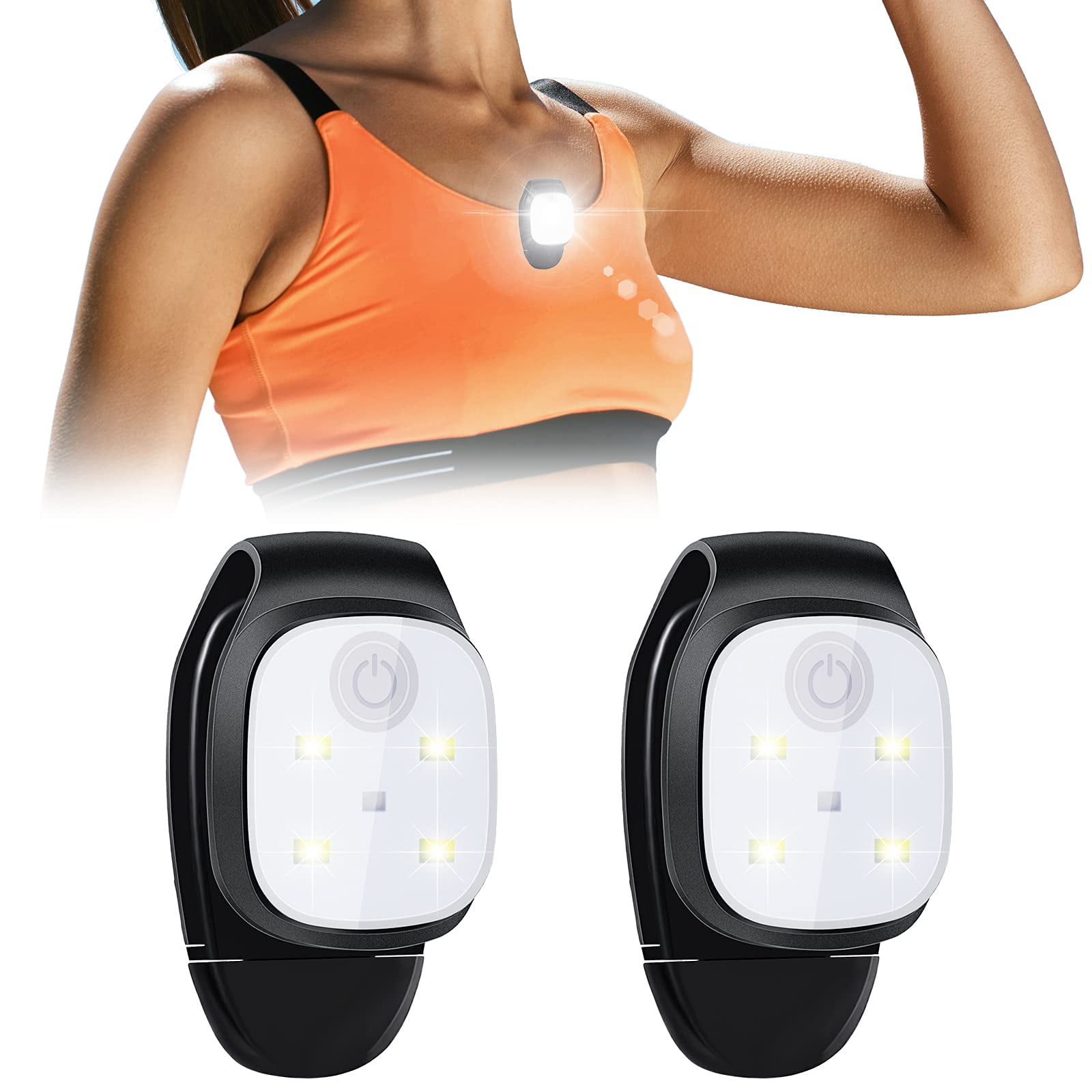 2 PCS Outdoor Night Clip on Running Lights Reflective USB Rechargeable