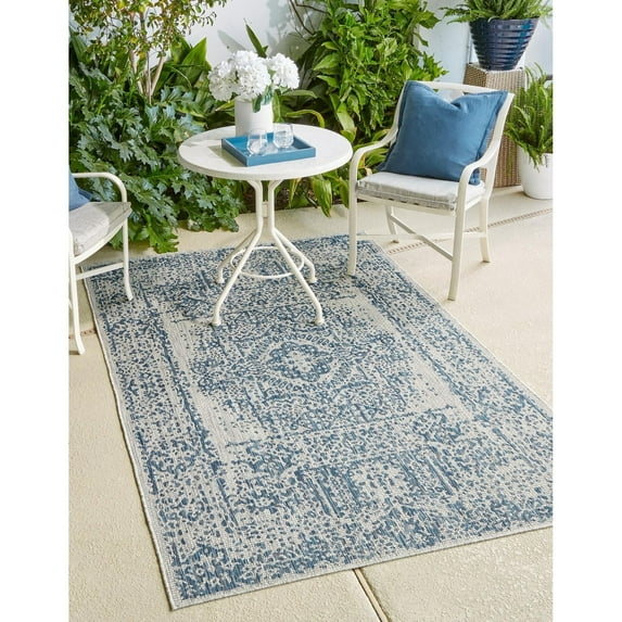 Outdoor Nirie Collection Area Rug Blue - 6'x9'