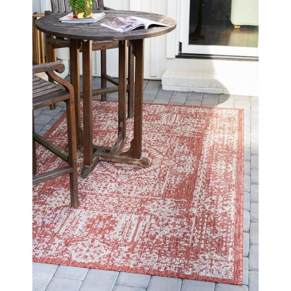 Outdoor Nirie Collection Area Rug Rust Red - 4'x6'