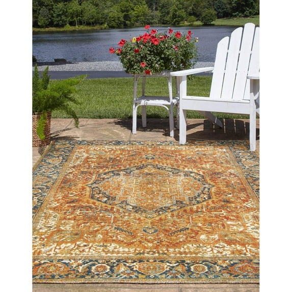 Outdoor Nirie Collection Area Rug Rust Red - 5'3"x8'